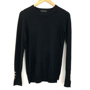 Zara Knit Black Sweater With Gold Buttons on sleeve- Size XL
